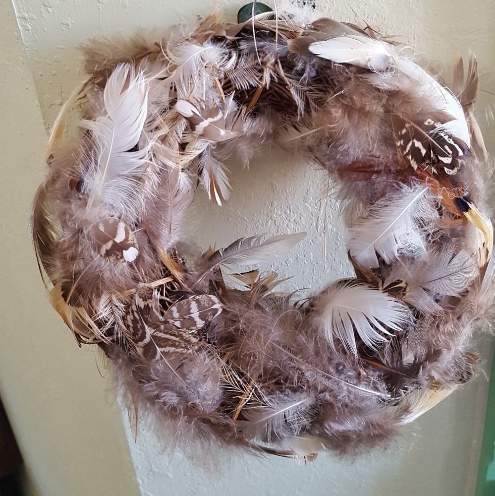 Hand made feather wreath